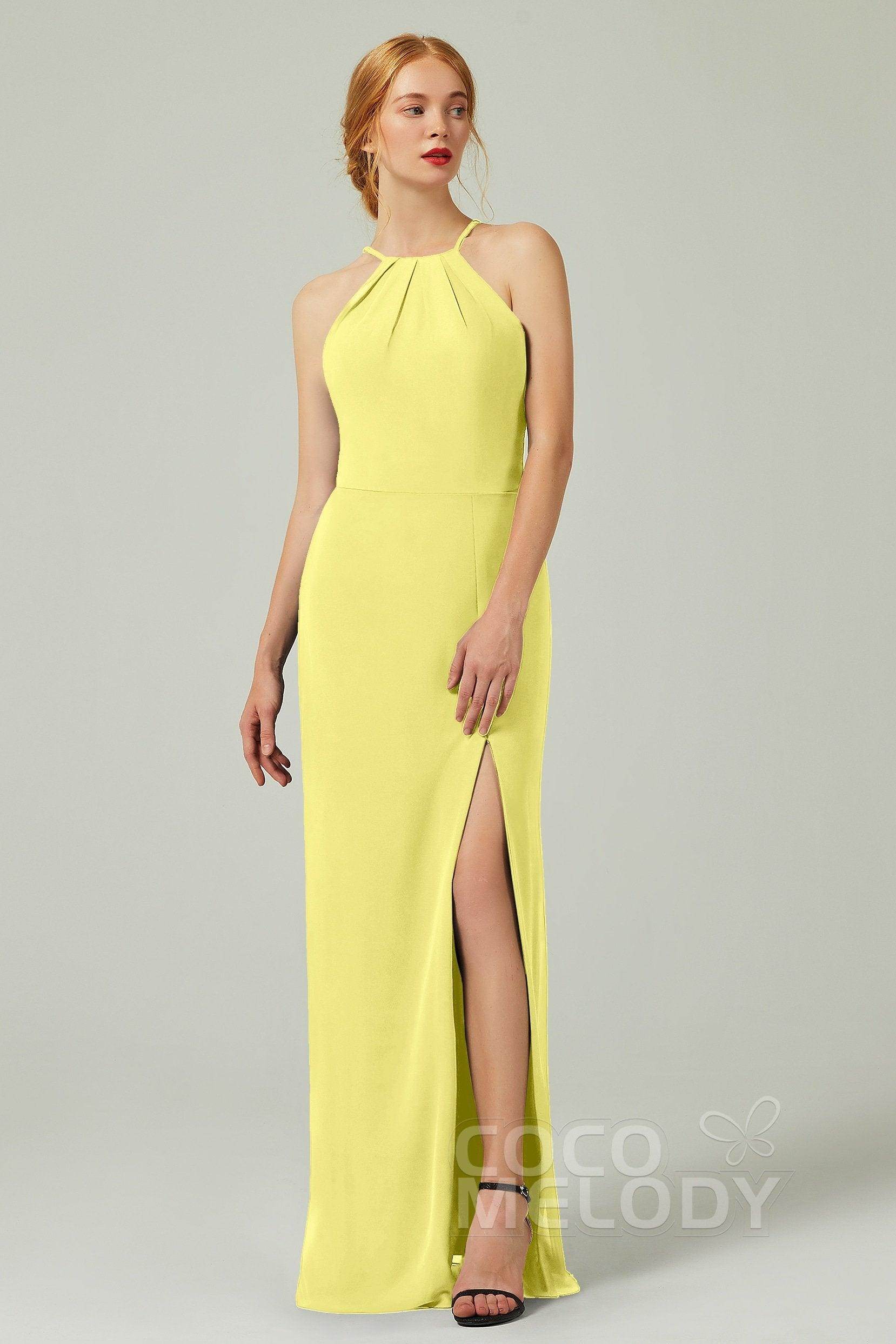 Sheath-Column Floor Length Chiffon Bridesmaid Dress Formal Dresses CB0337 - COCOMELODY